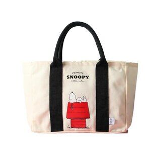 NWT Miniso Peanuts Snoopy Summer Travel Handbag Handle Beige Women Tote